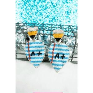 A+ Pencil and Paper Heart Teacher Seed Bead Earrings
